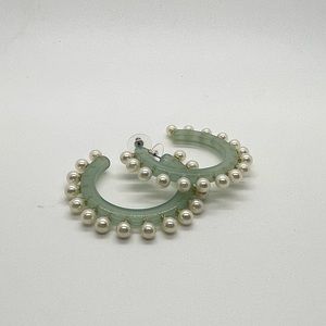 Lele Sadoughi acetate & pearl hoops earrings